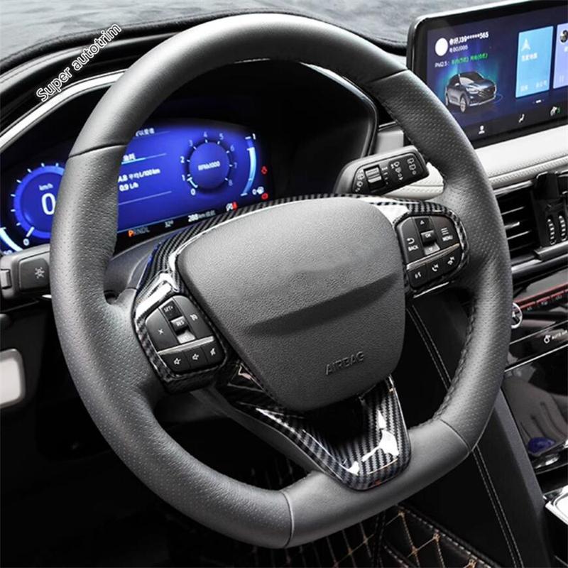 Car Steering Wheel Button Frame Decoration Cover Trim For Ford Escape / Kuga - 2025 ABS Carbon Fiber Accessories Interior