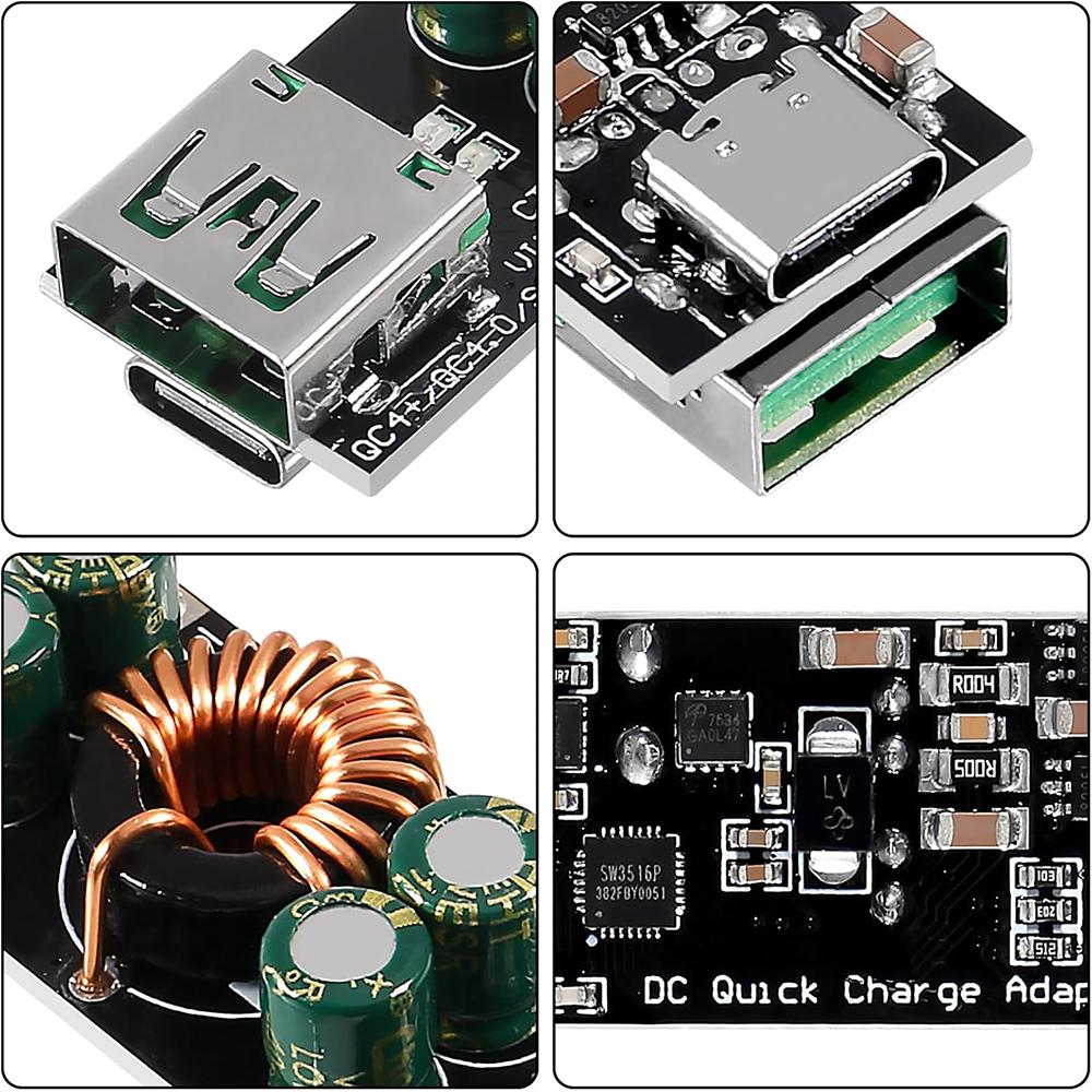60W 6-35V DC To USB Type C PD 3.0 QC4 Type A QC3.0 DC Fast Charge 12V 24V Step-Down Power Module