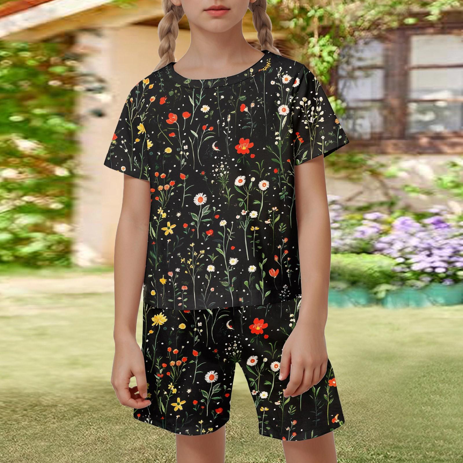 

Дитячий патріотичний костюм - Комплект з 2 предметів з коротким рукавом та шортами для хлопчика та дівчинки 140 чорний