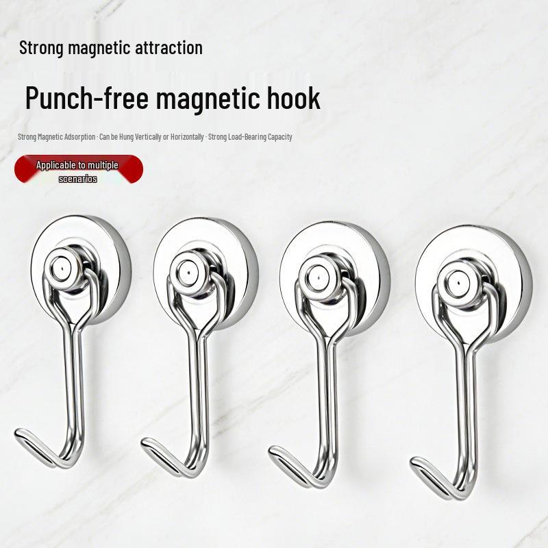 Rotating No-Drill Metal Magnetic Bathroom Door Hook