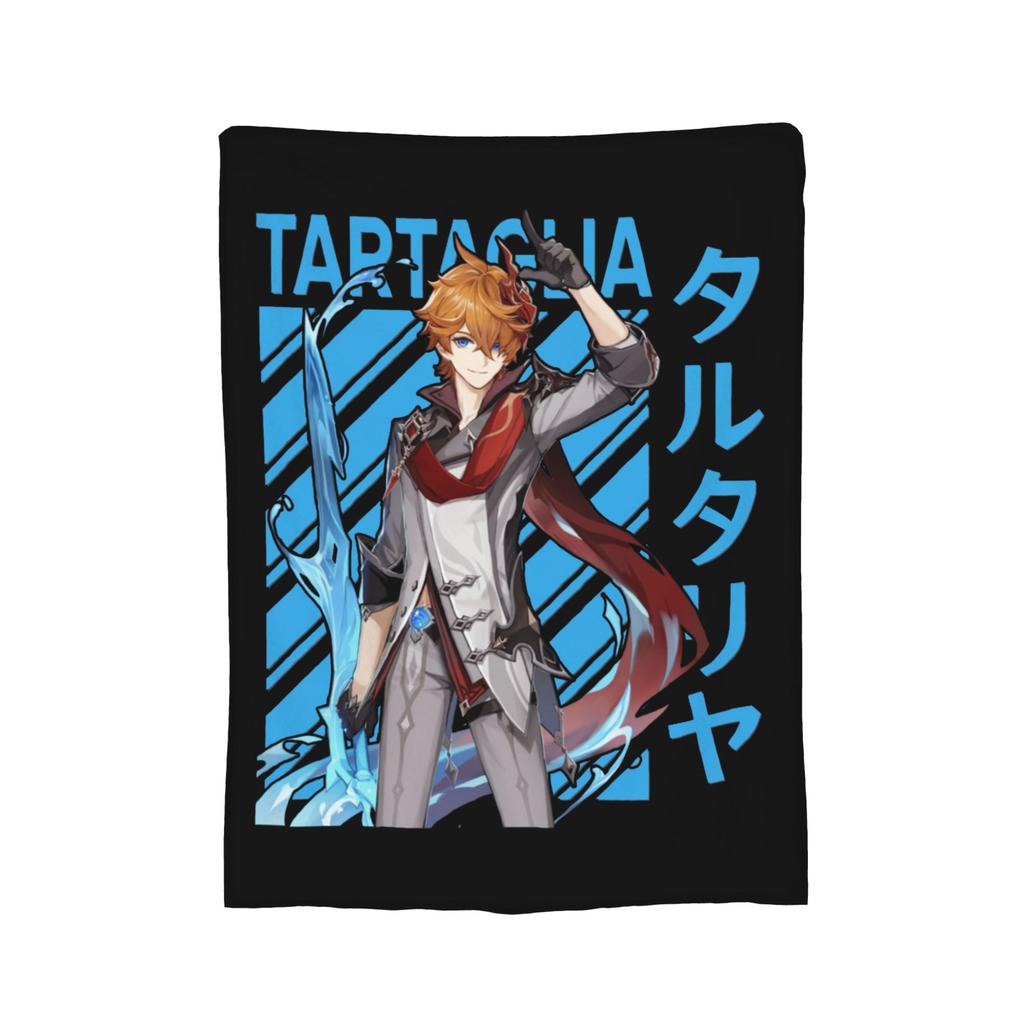 Childe Tartaglia Genshin Impact Blankets Flannel Printed   Multifunction Super Warm Throw Blankets for Bedding Car Rug Piece