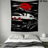 Black and White Sunset Car Pattern Home Decor Tapestry, Wall Hanging, Decorative RV Wall Cloth.MGT0918276