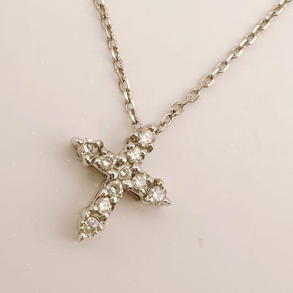 Used Star jewelry cross necklace k18 WG
