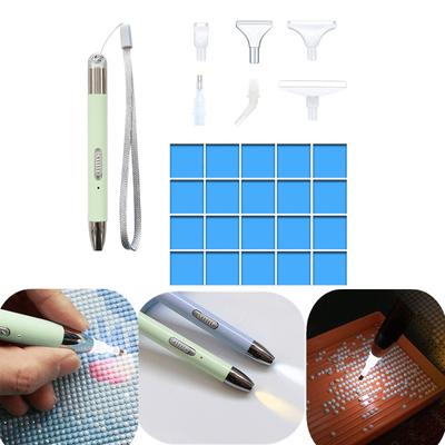 1Set USB Rechargeable 5D Diamond Painting Point Drill Pen Set Tools DIY Luminous Embroidery Diamond Drawing Drill Pen