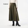 Women's Pleated Faux Leather Midi Skirt
