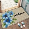 Brown Home Black Handwritten Carpet Mat Anti-Slip Rubber Backing Rug for Entryway Front Door Mat Hallway Home Decoration Durable