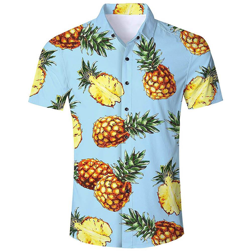 Sommer Neues Lustiges Ananashemd 3D-Bedrucktes Herren-Strandhemd Hawaiianische Kleidung Knopf