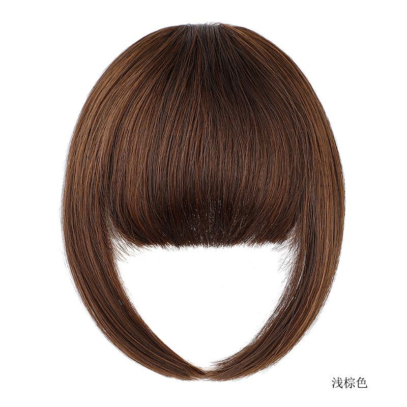 Straight Air Through Blunt Fringe with Clip Bangs Synthetic Hair Extension Heat Resistant Bangs Clip Natural Hairpiece