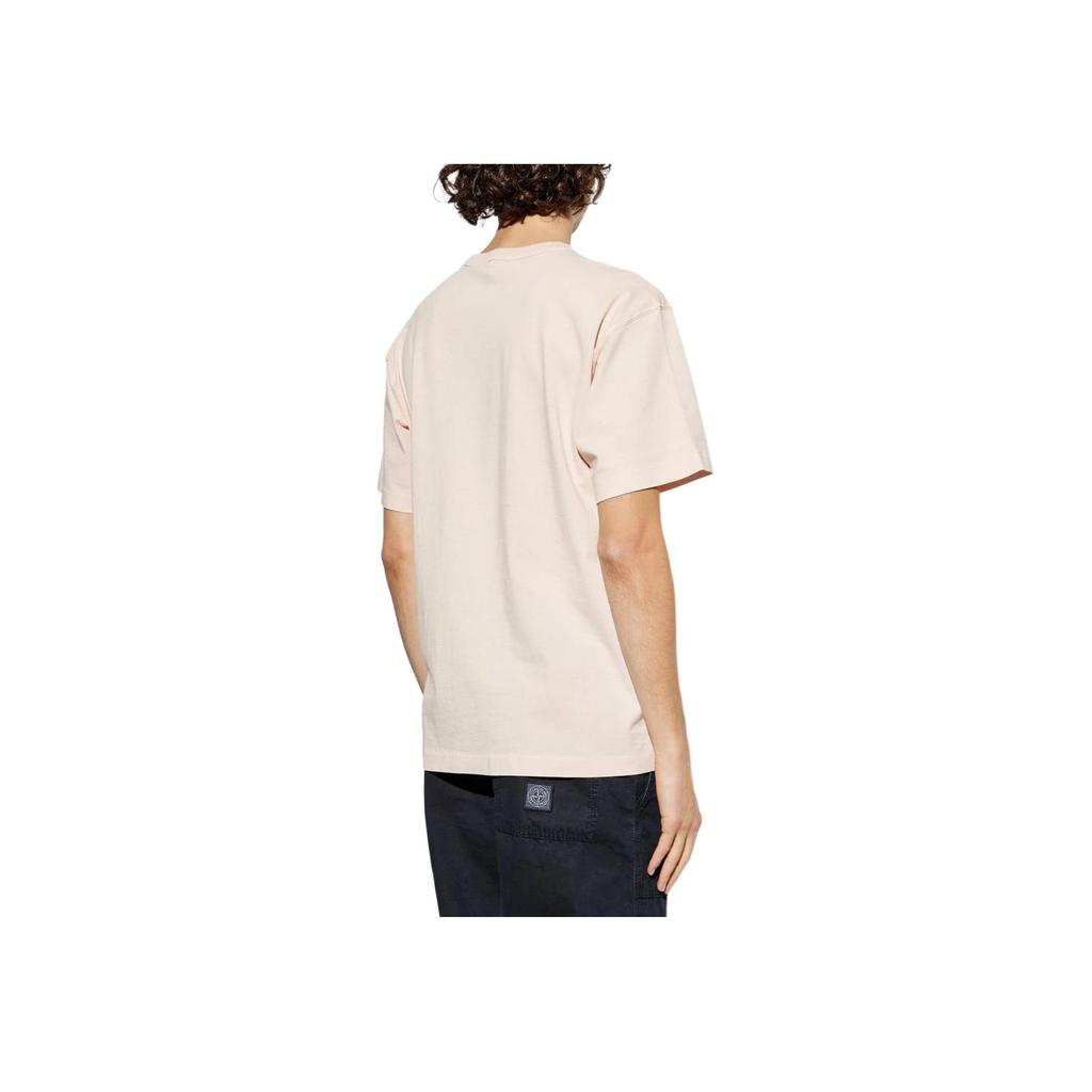 Stone Island Logo Embroidered Crew Neck Short Sleeve T-Shirt Men Tops Rose-Pink K1S152100025S0050-V0082