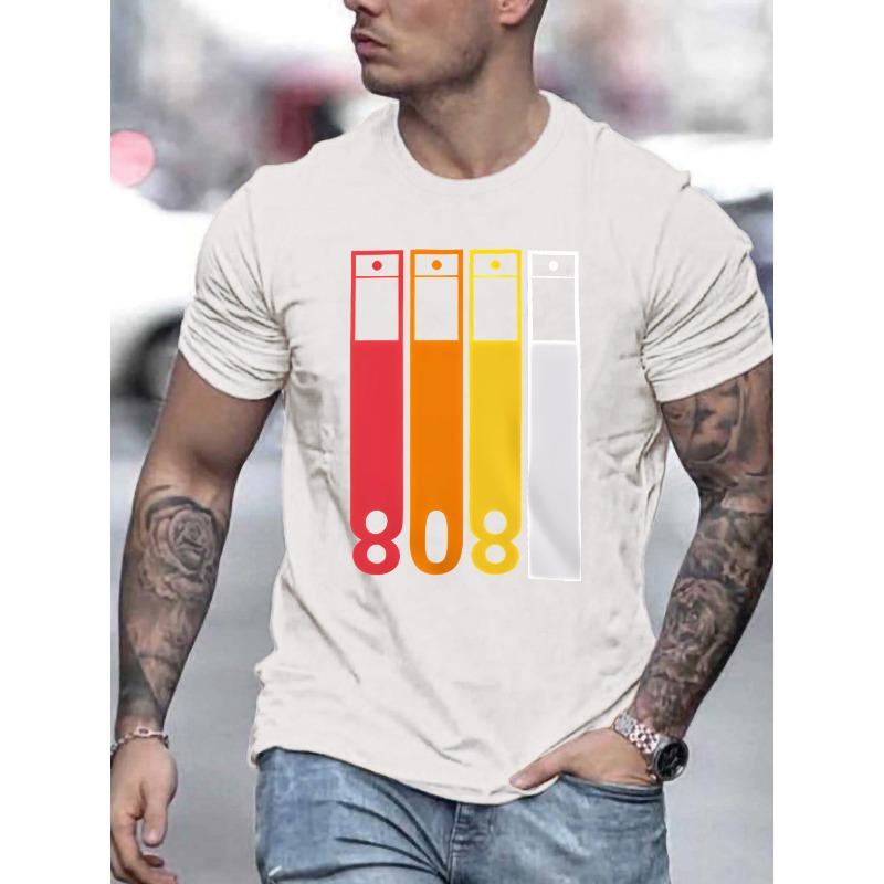 

Мужская повседневная футболка с круглым вырезом и ярким принтом 808 кассеты - Светло-голубая, Летняя модная футболка, Обычный крой, Ткань с небольшим растяжением, Для повседневной носки S белый