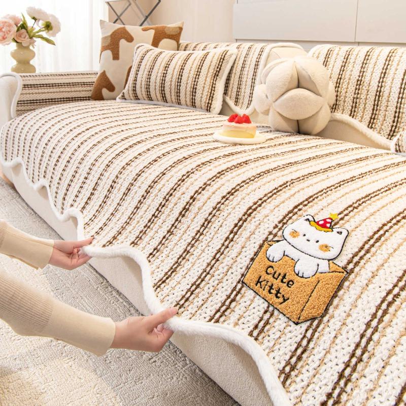 Cartoon Sofa Cover Cloth Thickened New Fixed Anti Slip Cushion One-Piece Laying Sofa Cover Soft Autumn And Winter Seasons