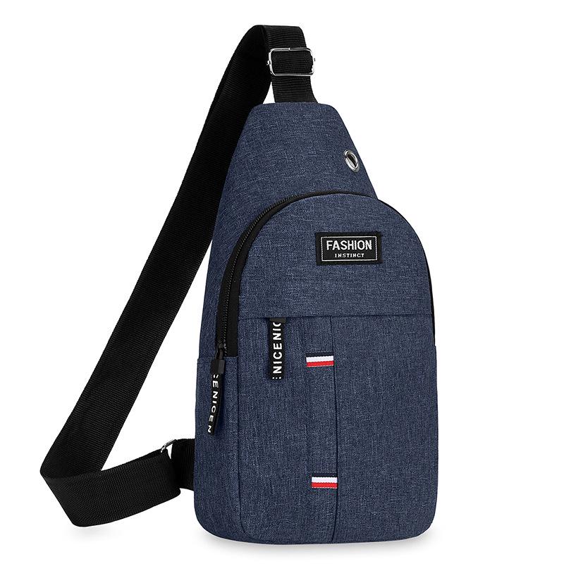 Korean Style Waterproof Men s Crossbody Chest Bag for Cycling and Commuting темно-синий