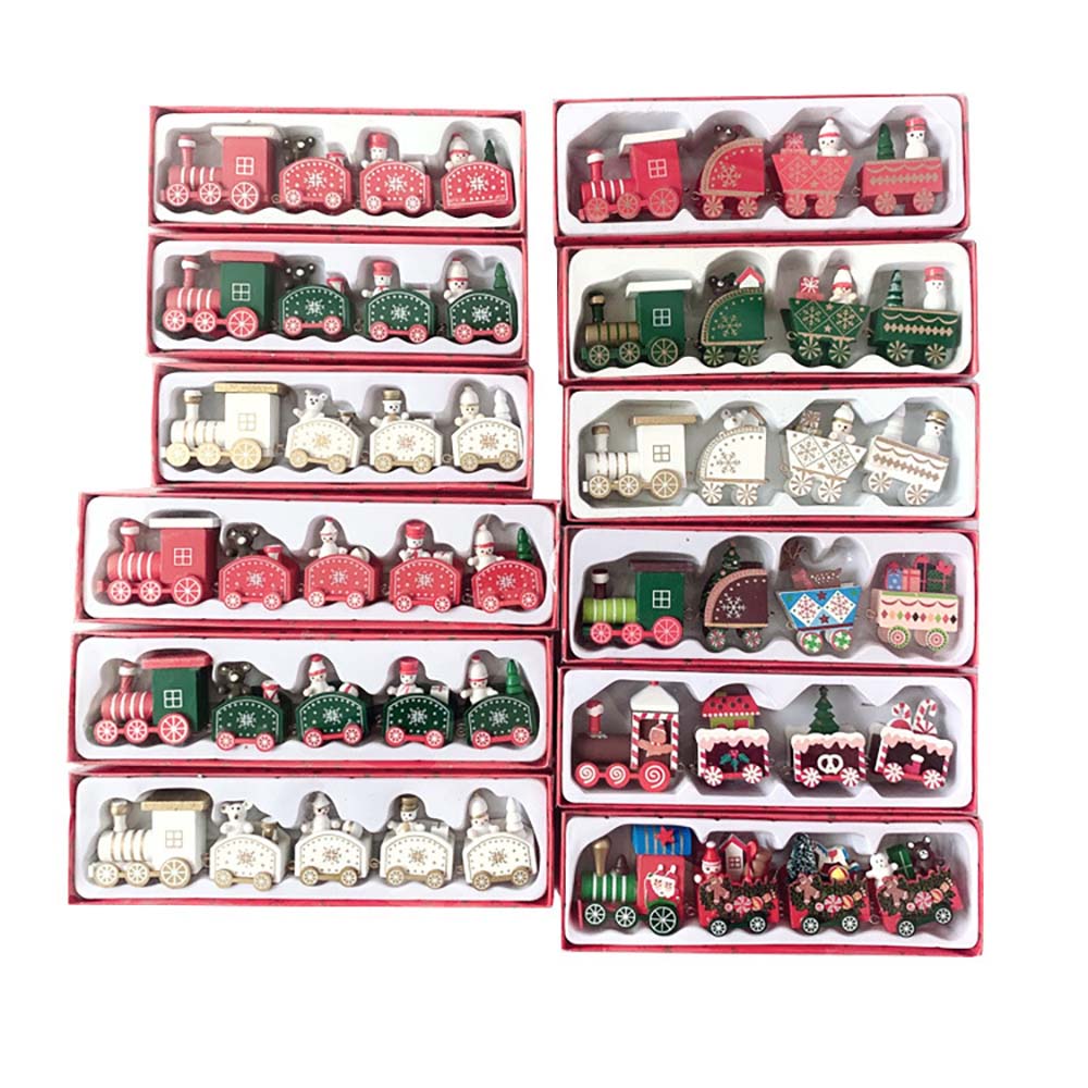 Christmas Wood Train Decoration,Christmas Ornaments With Moving Train,Home Noel,Happy New Year Gifts