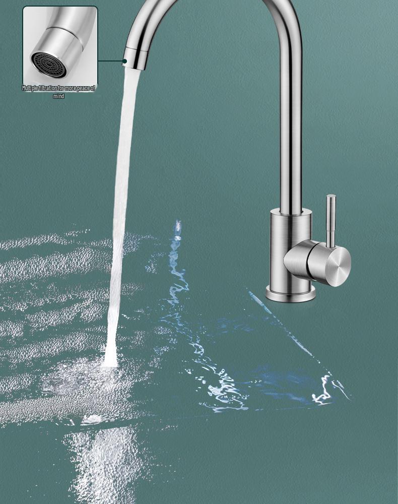 304 Stainless Steel Rotatable Kitchen Faucet with Anti-Splash and Hot/Cold Features