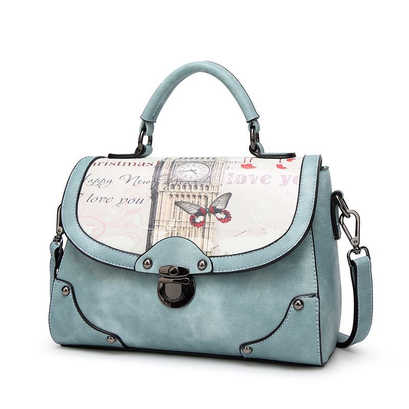 Spring and Summer New Matte Women's Bag Lock Retro Style Handbag Solid Color Versatile Single Shoulder Diagonal Span Small Bag