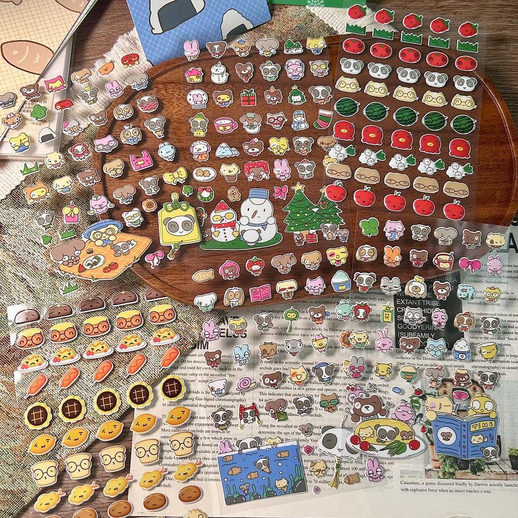 Waka Waka 3D Stereo Cute Animal Christmas Bubble Stickers - Waterproof Cartoon Journal Decals