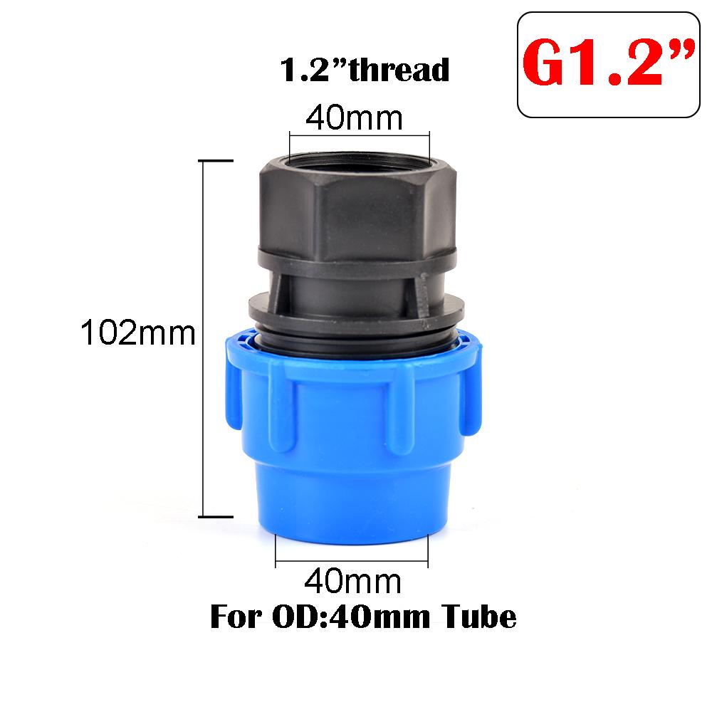 Plast PE Kranvatten Bevattningsvattenrör Snabbkoppling Ventil Invändig gänga till Rör 20mm 25mm 32mm 40mm 50mm 63mm