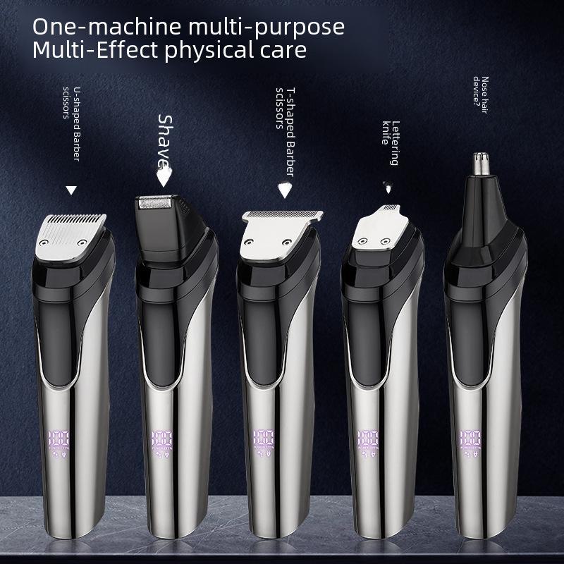 Men's 5-in-1 Grooming Set: Electric Hair Clippers, Trimmer for Nose, Beard, and Sideburns