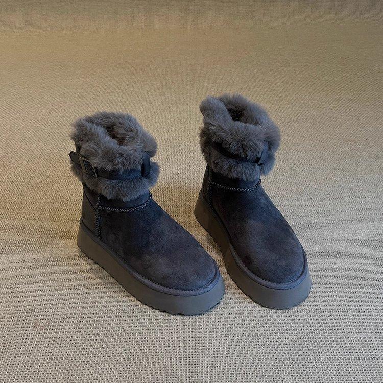 Snow boots 2026 autumn and winter new retro fur integrated short boots with plush insulation for winter