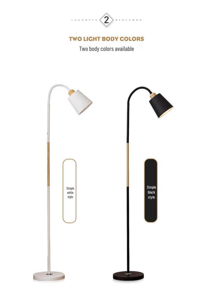 Nordic LED Floor Lamp with Remote Control - Dimmable, Modern Design for Living Room, Bedroom, or Study