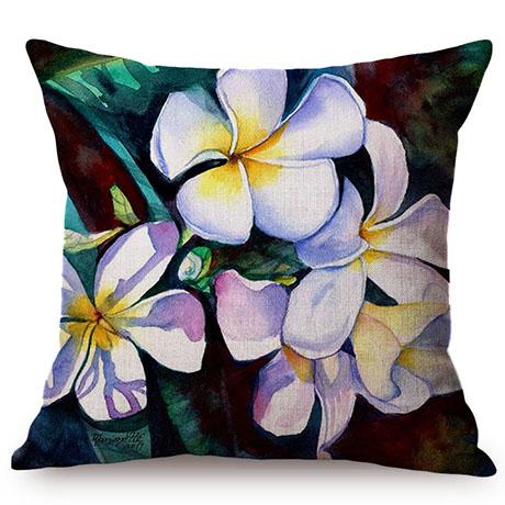 Colorful Charming Flowers Oil Painting Art Lotus Plumeria Peony Flower For Home Decor Sofa Cushion Cover Linen Throw Pillow Case