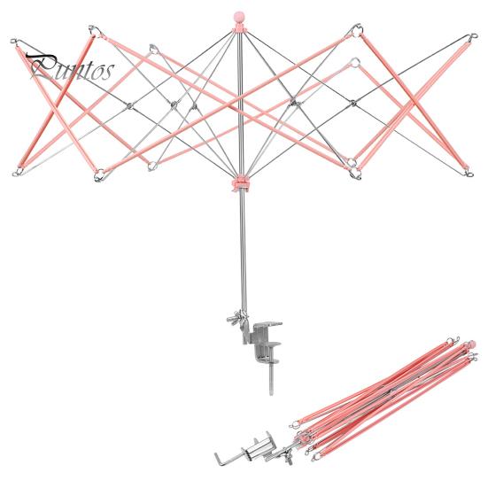 Yarn Swift Foldable Metal Yarn Winder Portable Umbrella Yarn Ball Swift Skein Holder with Table Clamp for Knitting Crochet Supplies