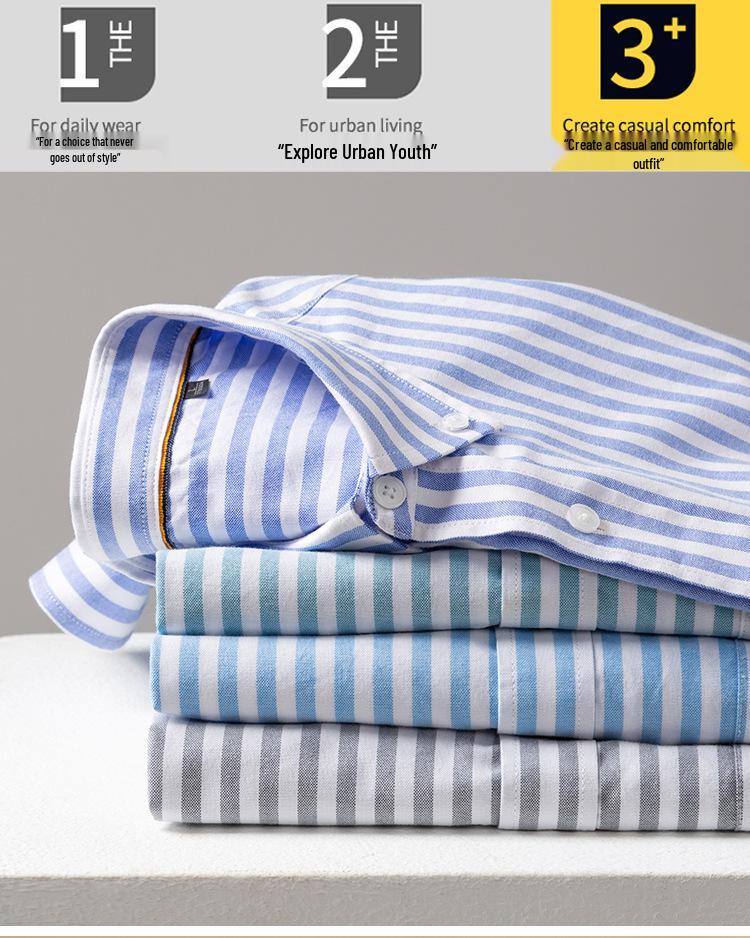 Men's All-Cotton High-End Retro Striped Shirt for Spring & Autumn
