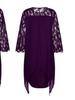 Women's White Round Neck Lace Sleeve Asymmetrical Hem Dress with Multi Color Options