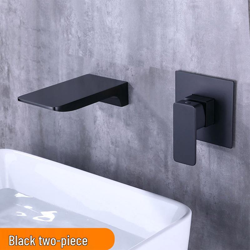 All-Copper Concealed Wall-Mounted Waterfall Basin Faucet (Hot & Cold)