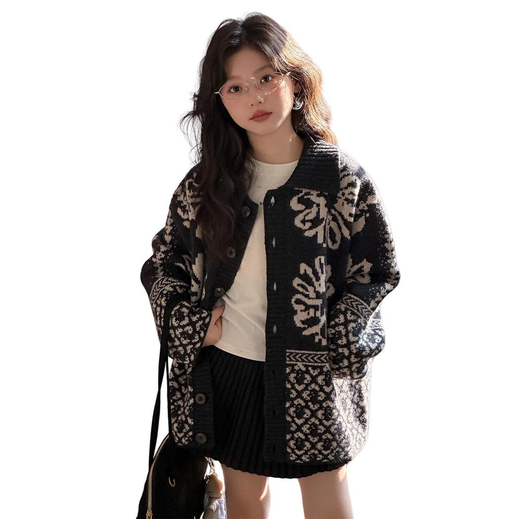 Mädchen Fair Isle Jacquard Strickjacke - Herbst- & Wintermode 2025