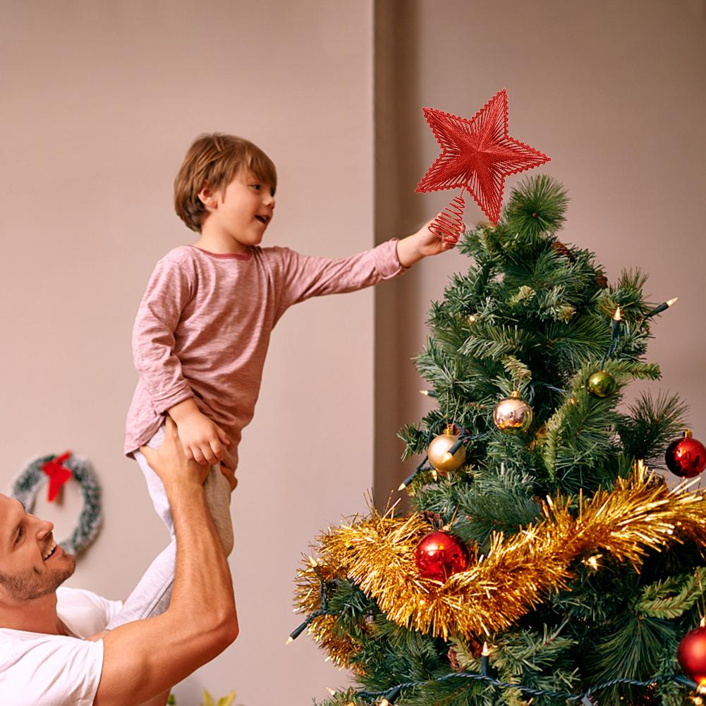 20cm Glitter Christmas Tree Topper/Ornament Five-Pointed Star Glitter Star Tree Topper for Home Christmas Tree New Year