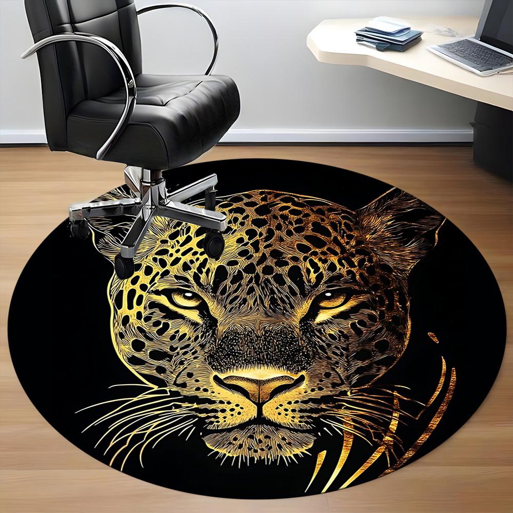 1pc Leopard Print Office Round Area Rug, Indoor Mat Suitable ForOffice, Under Office Chairs Bedroom Living Room Home Decor T195