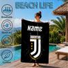 Custom Name Beach Towel Juventus FC Crest Design Microfiber Beach Towel, Lightweight for Summer Travel, Swimming Pool Fan Birthday Gift
