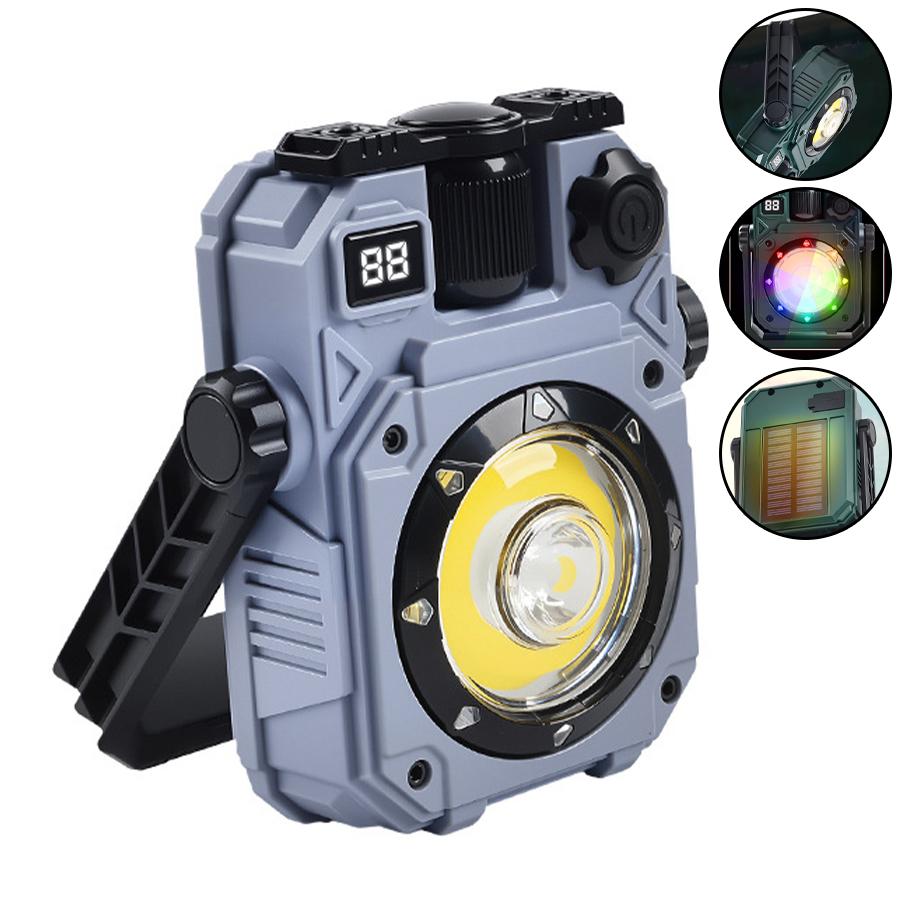 Solar COB LED Camping Light USB Rechargeable Lamp Outdoor Portable Magnetic Flashlight 5mode Torch Emergency Lantern with Hook