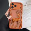 Women Girl's Glitter Diamond Elk Phone Case For iPhone 17 Air 12 13 14 15 16 17 Pro Max Transparent Plating Soft Silicone Cover