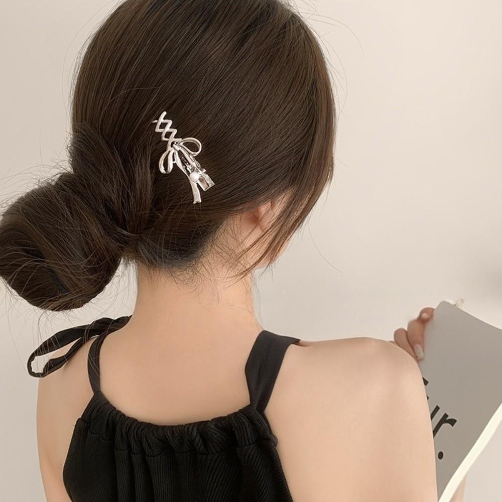 Vintage Ribbon Bow Hair Claw Zinc Zinc Alloy Balletcore Hairpin Retro Bowknot Hair Clip Makeup Hair Clips