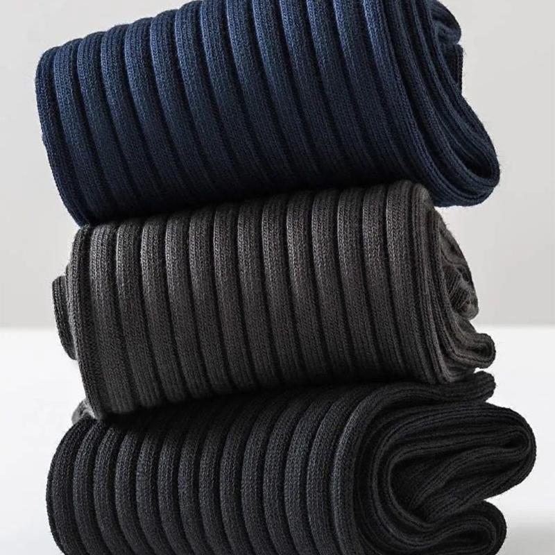 5 Pairs Moisture Wicking Sports Socks With Ribbed Knitted Design Breathable Solid Color Middle Calf Socks For Men Women
