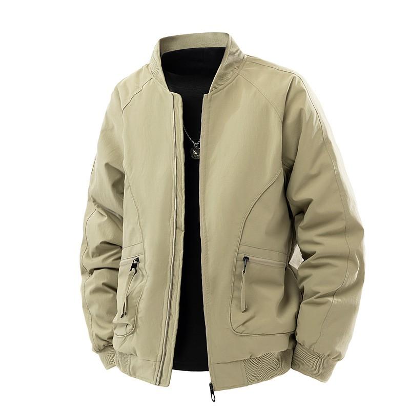 Mens Winter Down Jacket 90% White Duck Warm Puffer Coat With Baseball Collar Anti-Wrinkle Loose Fit