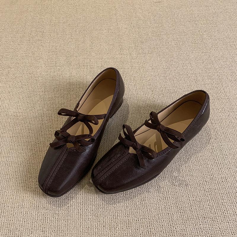 

Туфли Мэри Джейн балетки с неглубоким вырезом, одинарные туфли, женские плоские повседневные туфли для беременных 40 коричневый