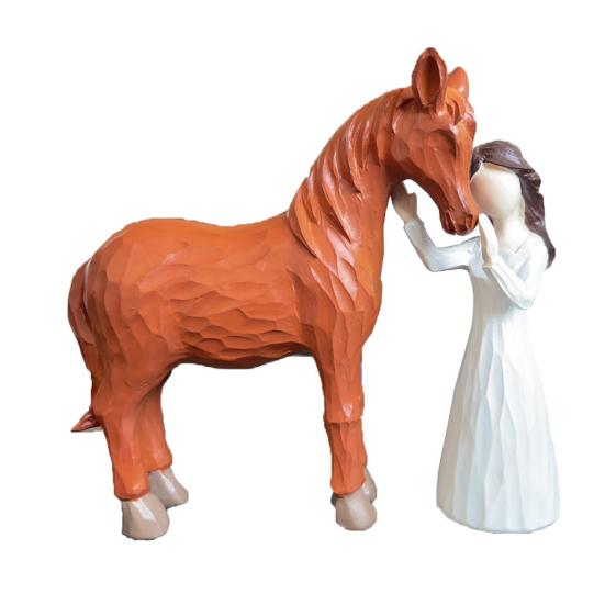 

Girl And Horse Figurine Resin Hand-Painted Horse Sculpture for Horse Lovers Women Keepsake Gift for Birthday Christmas Thanksgiving