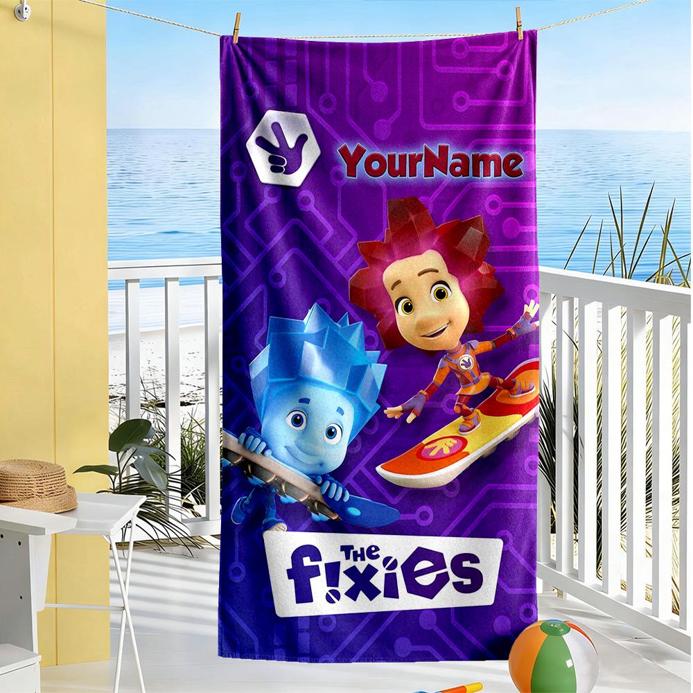 Fixies Customize Your Name Beach Towel Soft Durable Quick-Dry For Beach Bathroom Outdoor Swimming Pool Camping Picnic Yoga Diving Vacation Accessories
