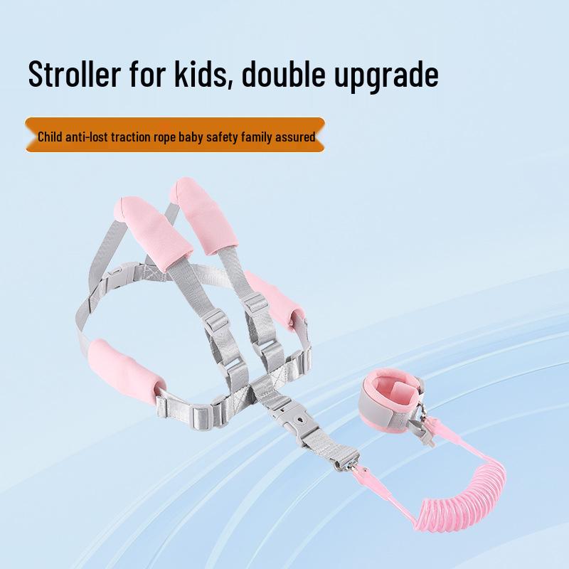 

Child Anti-Lost Luminous Strap with Lock Core and Traction Rope Bracelet Reflective Pink Strap + Bracelet Key Lock