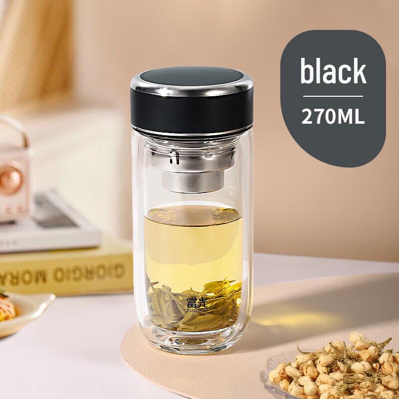Fuguang Portable Double-Walled Borosilicate Glass Tea Mug