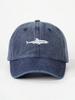 Washed Cotton Baseball Cap With Shark Embroidery, Adjustable Casual Dad Hat For Adults