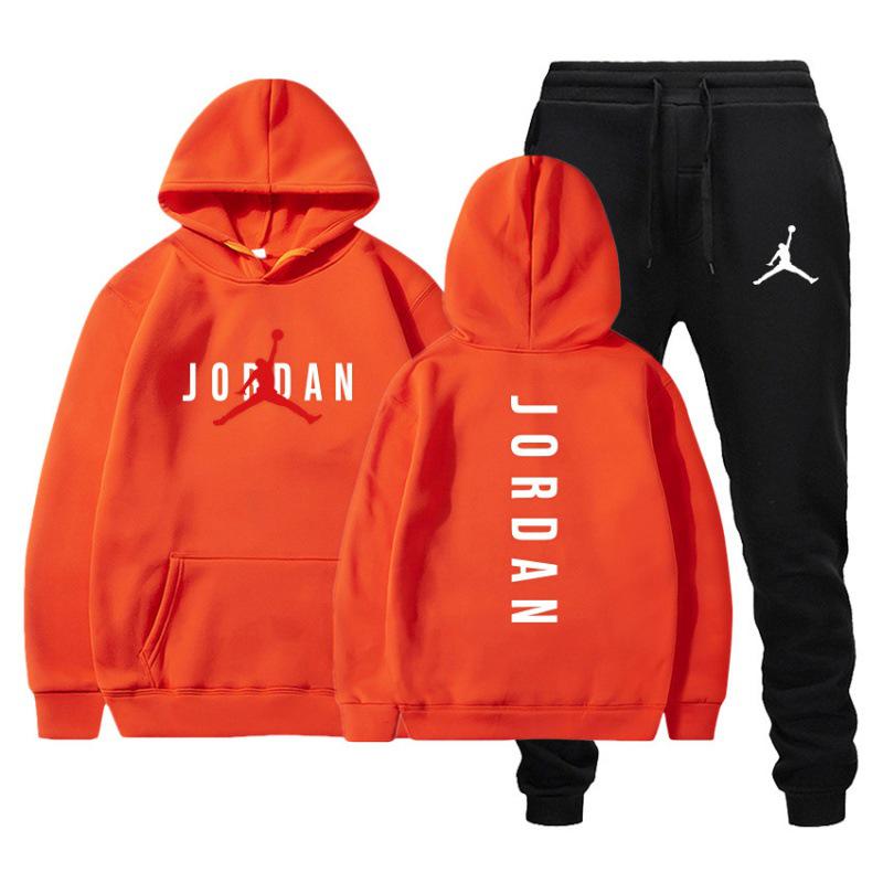 Herren Herbst/Winter Plus Samt Hoodie Trendiges Zweiteiliges Set mit Kapuze