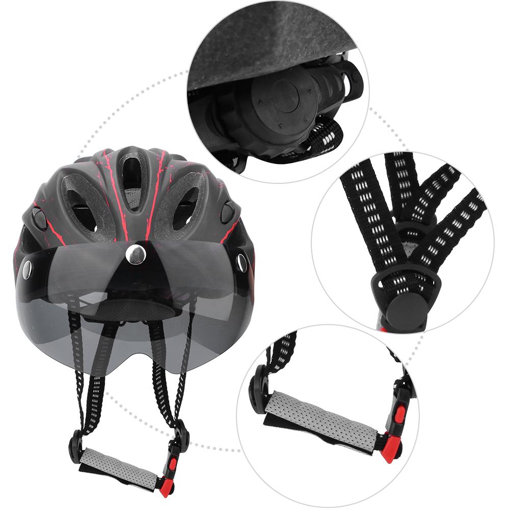 Unisex Schwarz Rot Mountainbike Rennrad Radfahren Sicherheits Kopfschutzhelm mit Brille