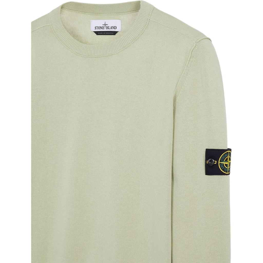 Stone Island Logo Patch Crewneck Light Green Men Tops 7615540B2-V0052