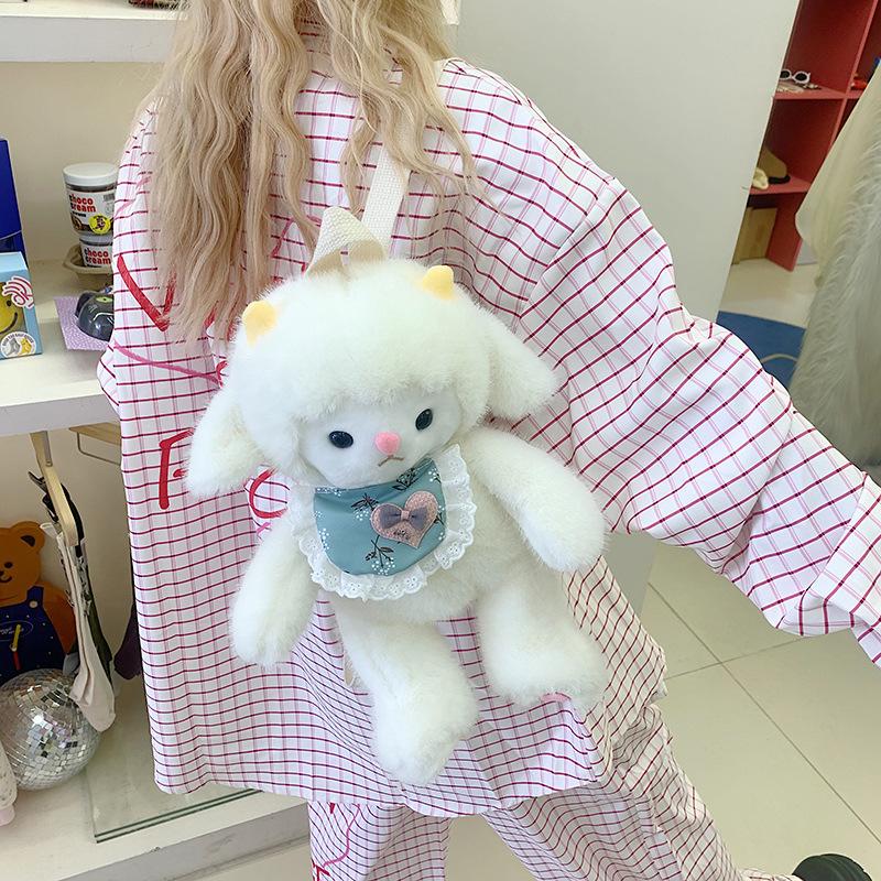Schoolbag Summer Summer Cartoon Bizarre Bag Girls 1011 New Ugly Cute Curly Sheep Shoulder Plush Bag