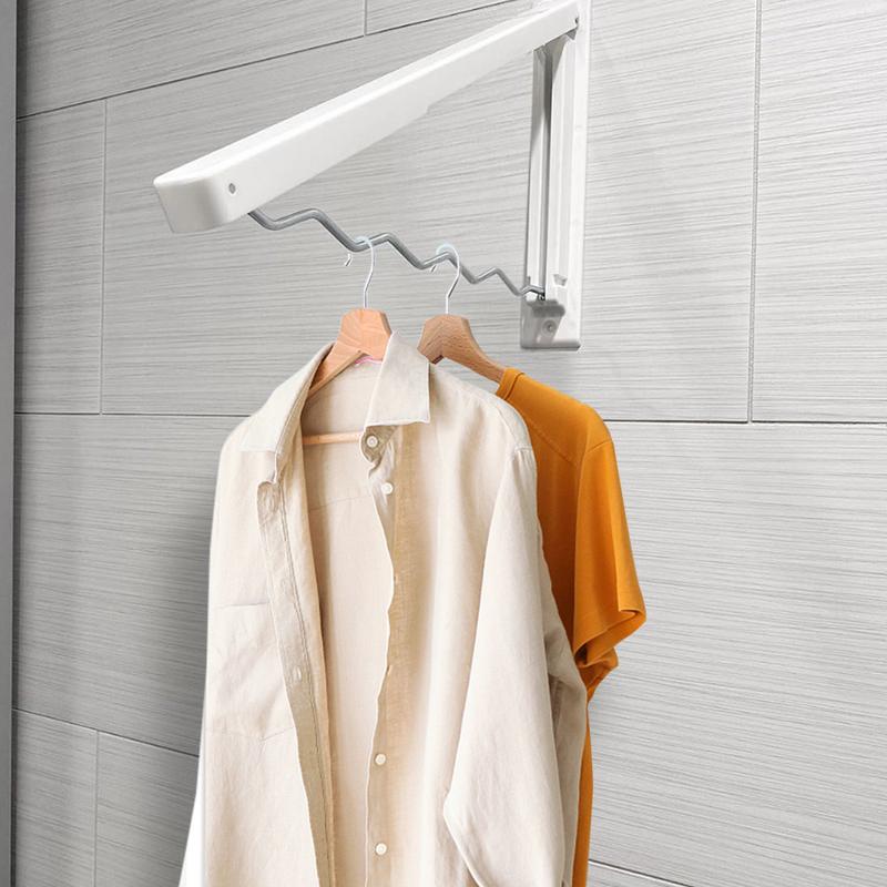 Wall Mounted Clothes Rack Punch Free Foldable Drying Rack 20 Pounds Load Bearing Hanger Rack Wavy Design Drying Coat Racks