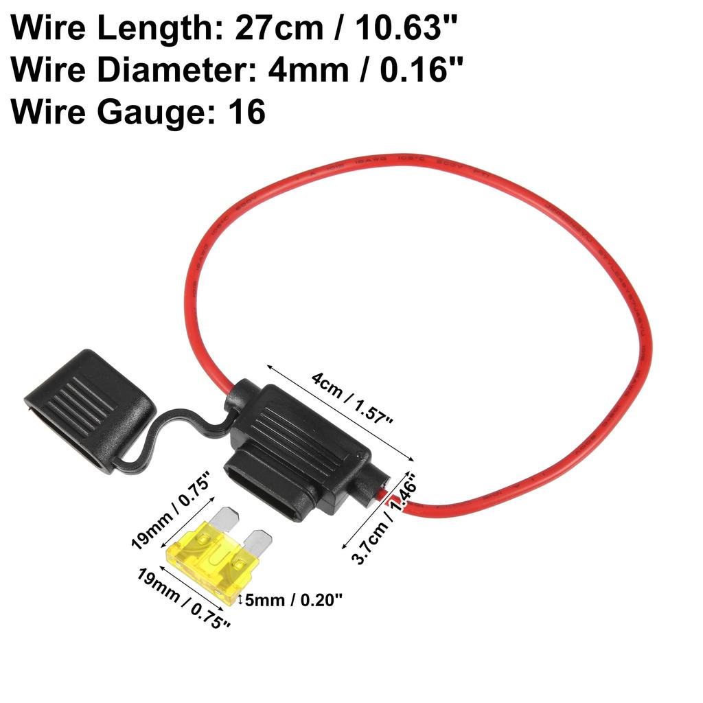 uxcell DC 32V 16 Gauge Car Inline ATC Style Inline Fuse Holder with 20A Fuse 2 Sets